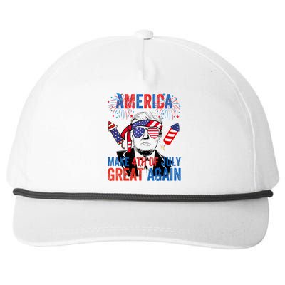 Fireworks Trump Make 4th Of July Great Again Glasses Flag Snapback Five-Panel Rope Hat