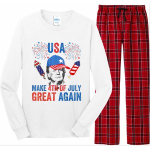 Fireworks Trump Make 4th Of July Again Us Hat Patriotic Long Sleeve Pajama Set