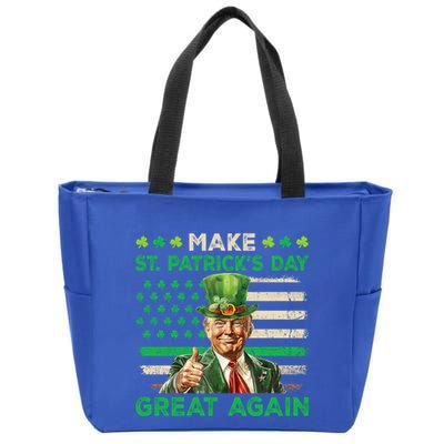 Funny Trump Make St Patricks Day Great Again Irish Usa Flag Cute Gift Zip Tote Bag