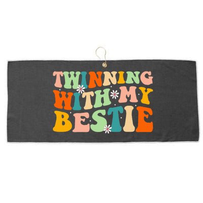 Funny Twin Matching Twins Day Friend Twinning With My Bestie Large Microfiber Waffle Golf Towel