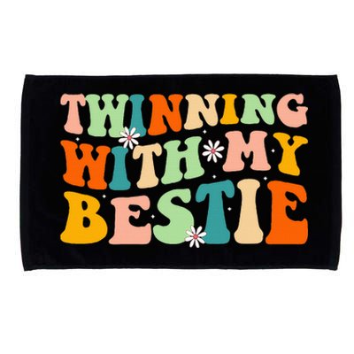 Funny Twin Matching Twins Day Friend Twinning With My Bestie Microfiber Hand Towel