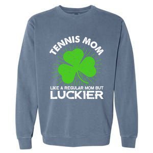 Funny Tennis Mom St Patrick's Day Lucky Irish Mama Gift Garment-Dyed Sweatshirt