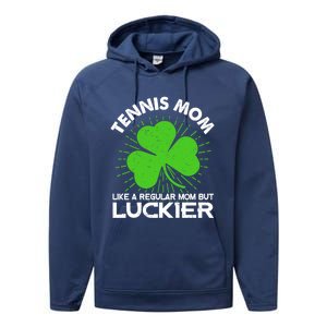 Funny Tennis Mom St Patrick's Day Lucky Irish Mama Gift Performance Fleece Hoodie