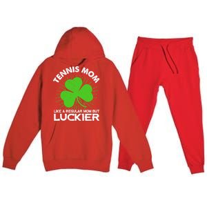 Funny Tennis Mom St Patrick's Day Lucky Irish Mama Gift Premium Hooded Sweatsuit Set