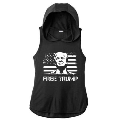 Free Trump Mug Shot Trump Not Guilty MugShot Ladies PosiCharge Tri-Blend Wicking Draft Hoodie Tank