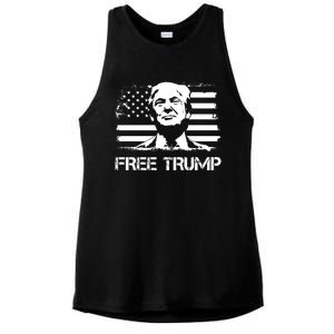 Free Trump Mug Shot Trump Not Guilty MugShot Ladies PosiCharge Tri-Blend Wicking Tank