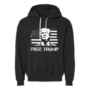 Free Trump Mug Shot Trump Not Guilty MugShot Garment-Dyed Fleece Hoodie