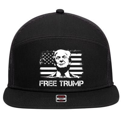 Free Trump Mug Shot Trump Not Guilty MugShot 7 Panel Mesh Trucker Snapback Hat