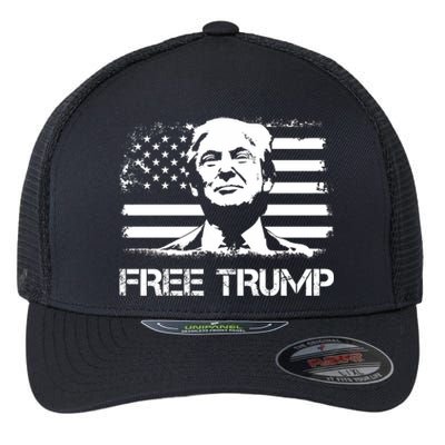 Free Trump Mug Shot Trump Not Guilty MugShot Flexfit Unipanel Trucker Cap