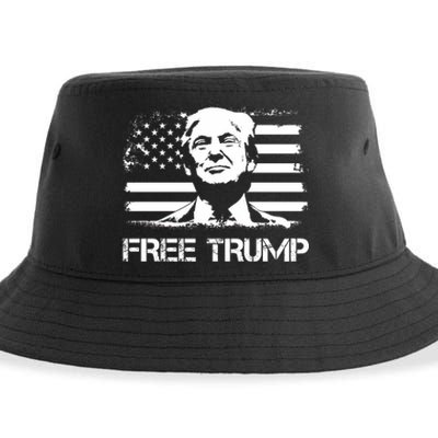 Free Trump Mug Shot Trump Not Guilty MugShot Sustainable Bucket Hat