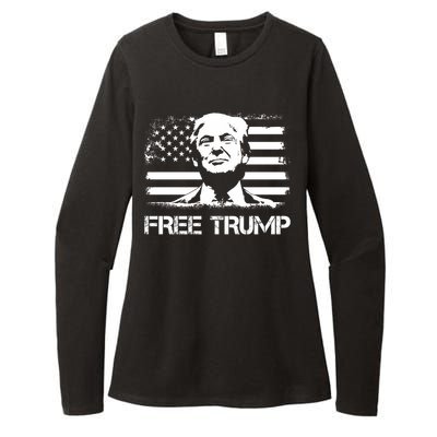 Free Trump Mug Shot Trump Not Guilty MugShot Womens CVC Long Sleeve Shirt