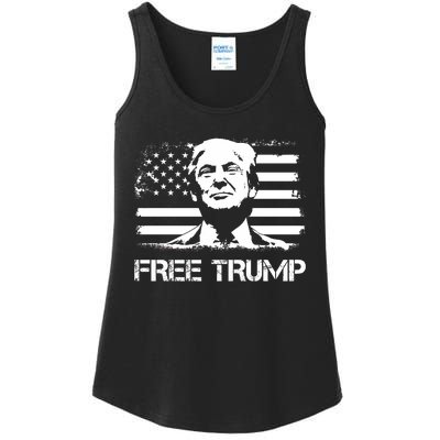 Free Trump Mug Shot Trump Not Guilty MugShot Ladies Essential Tank