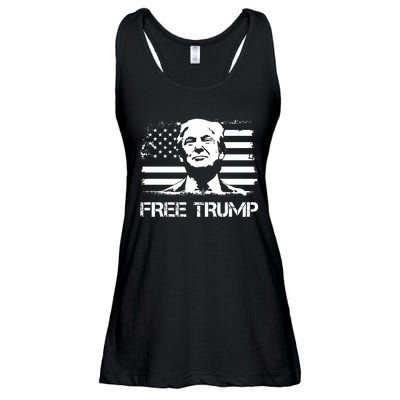 Free Trump Mug Shot Trump Not Guilty MugShot Ladies Essential Flowy Tank