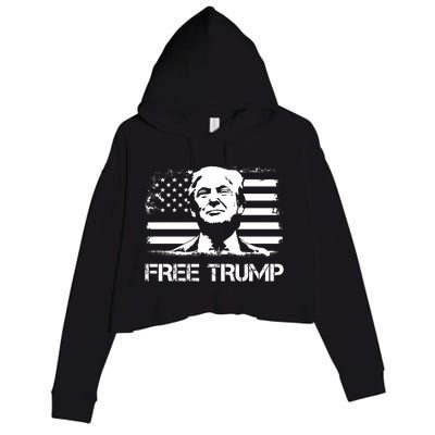 Free Trump Mug Shot Trump Not Guilty MugShot Crop Fleece Hoodie