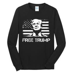 Free Trump Mug Shot Trump Not Guilty MugShot Tall Long Sleeve T-Shirt