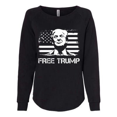 Free Trump Mug Shot Trump Not Guilty MugShot Womens California Wash Sweatshirt