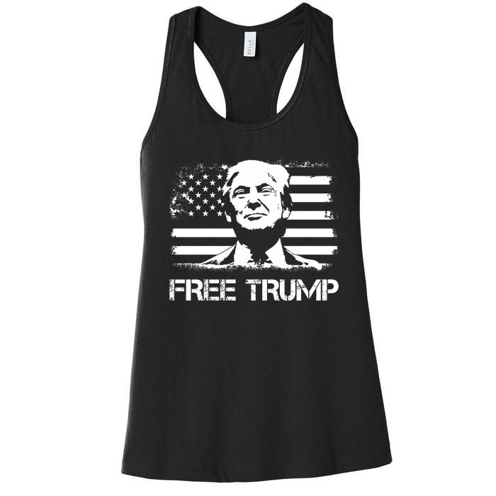 Free Trump Mug Shot Trump Not Guilty MugShot Women's Racerback Tank