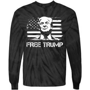 Free Trump Mug Shot Trump Not Guilty MugShot Tie-Dye Long Sleeve Shirt