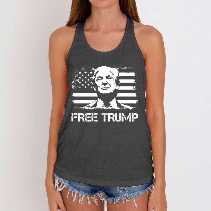 Free Trump Mug Shot Trump Not Guilty MugShot Women's Knotted Racerback Tank