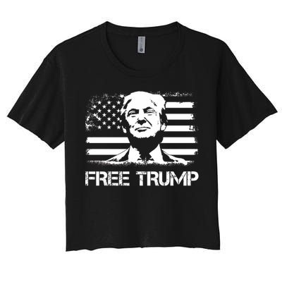 Free Trump Mug Shot Trump Not Guilty MugShot Women's Crop Top Tee