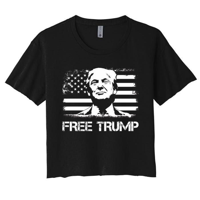 Free Trump Mug Shot Trump Not Guilty MugShot Women's Crop Top Tee