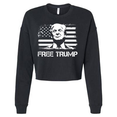 Free Trump Mug Shot Trump Not Guilty MugShot Cropped Pullover Crew