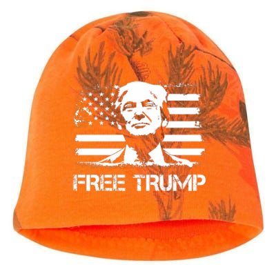 Free Trump Mug Shot Trump Not Guilty MugShot Kati - Camo Knit Beanie