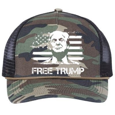 Free Trump Mug Shot Trump Not Guilty MugShot Retro Rope Trucker Hat Cap