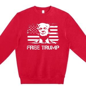 Free Trump Mug Shot Trump Not Guilty MugShot Premium Crewneck Sweatshirt