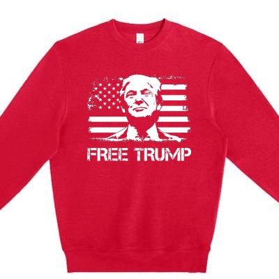 Free Trump Mug Shot Trump Not Guilty MugShot Premium Crewneck Sweatshirt