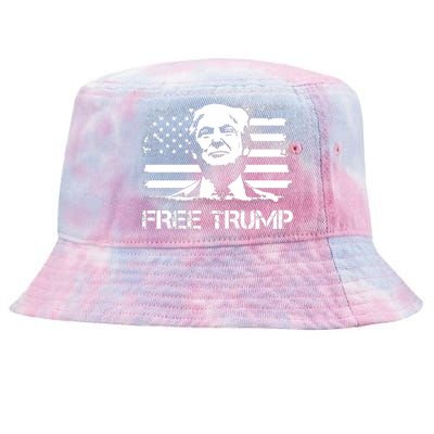 Free Trump Mug Shot Trump Not Guilty MugShot Tie-Dyed Bucket Hat