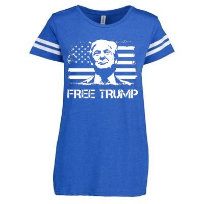 Free Trump Mug Shot Trump Not Guilty MugShot Enza Ladies Jersey Football T-Shirt