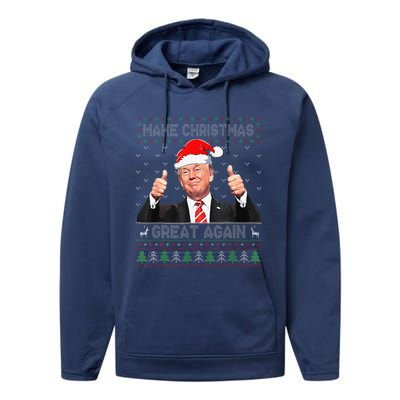 Funny Trump Make Christmas Great Again Ugly Sweater Xmas Performance Fleece Hoodie