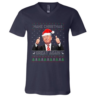 Funny Trump Make Christmas Great Again Ugly Sweater Xmas V-Neck T-Shirt