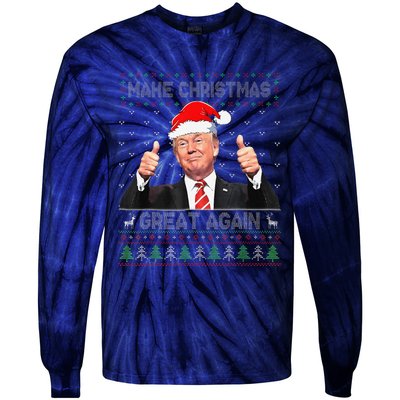 Funny Trump Make Christmas Great Again Ugly Sweater Xmas Tie-Dye Long Sleeve Shirt