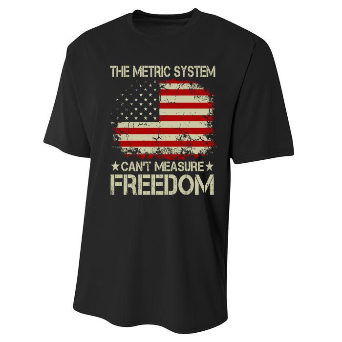 Funny The Metric System Cant Measure Freedom 4th Of July Performance Sprint T-Shirt