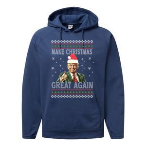 Funny Trump Make Christmas Great Again Xmas Ugly Gift Performance Fleece Hoodie