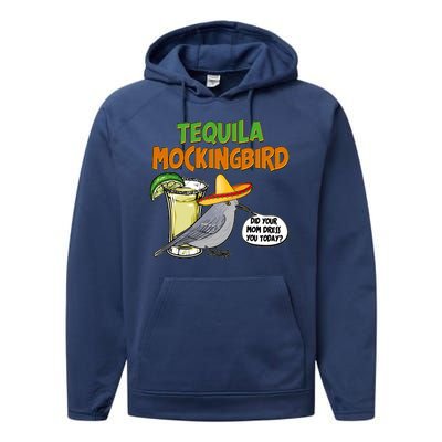 Funny Tequila Mockingbird Performance Fleece Hoodie