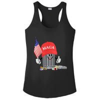 Funny Trump Maga Garbage Can Cartoon Character American Flag Ladies PosiCharge Competitor Racerback Tank