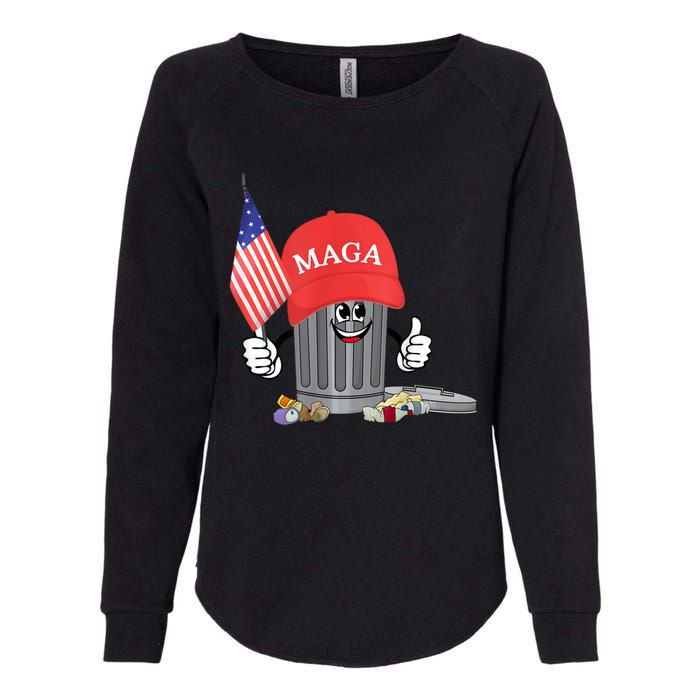 Funny Trump Maga Garbage Can Cartoon Character American Flag Womens California Wash Sweatshirt