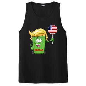 Funny Trump Maga Cartoon Garbage Can American Flag PosiCharge Competitor Tank