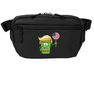 Funny Trump Maga Cartoon Garbage Can American Flag Crossbody Pack