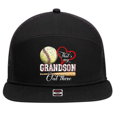 funny That's My Grandson Out There Baseball for Mother's Day 7 Panel Mesh Trucker Snapback Hat