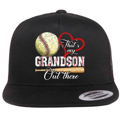 funny That's My Grandson Out There Baseball for Mother's Day Flat Bill Trucker Hat