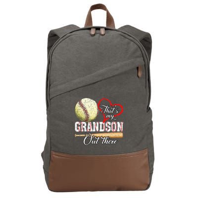 funny That's My Grandson Out There Baseball for Mother's Day Cotton Canvas Backpack