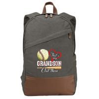 funny That's My Grandson Out There Baseball for Mother's Day Cotton Canvas Backpack