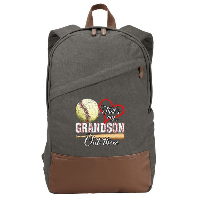 funny That's My Grandson Out There Baseball for Mother's Day Cotton Canvas Backpack