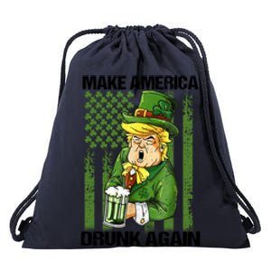 Funny Trump Make America Drunk Again Beer St Patricks Day Gift Drawstring Bag