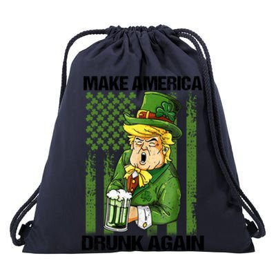 Funny Trump Make America Drunk Again Beer St Patricks Day Gift Drawstring Bag