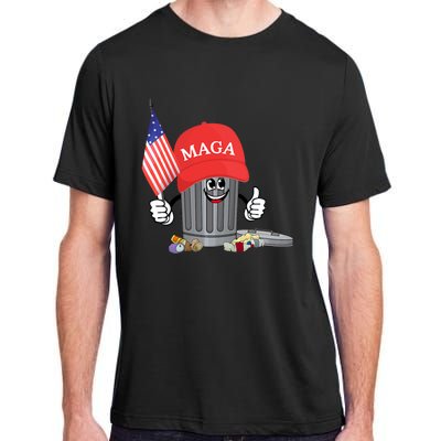 Funny Trump Maga Garbage Can Cartoon Character American Flag Adult ChromaSoft Performance T-Shirt